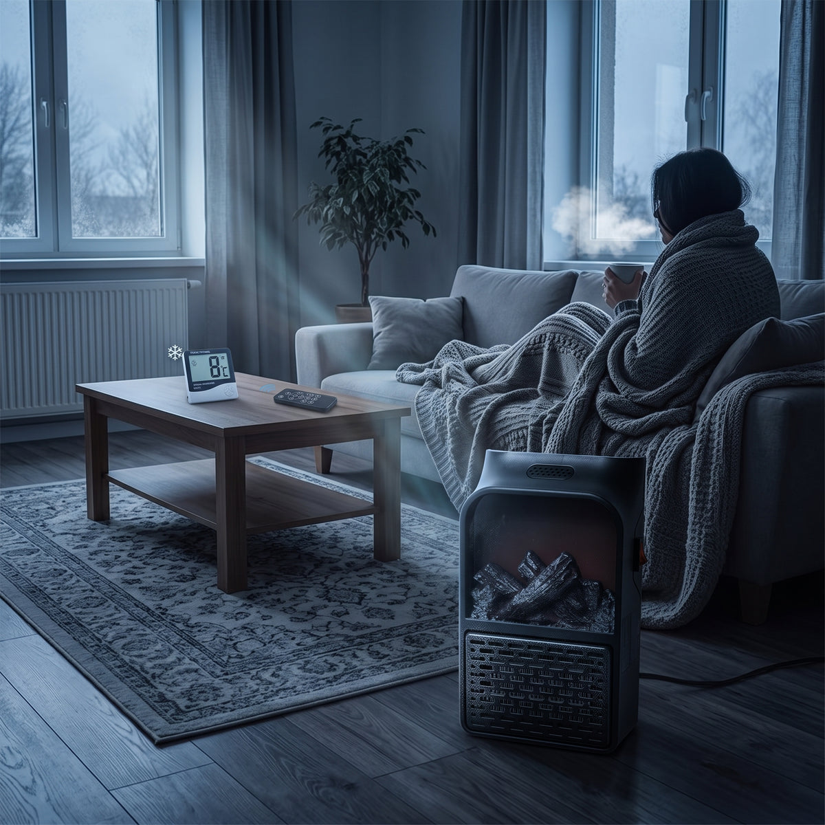 Pièce froide en hiver, avant l'utilisation du chauffage d'appoint Thermoheat