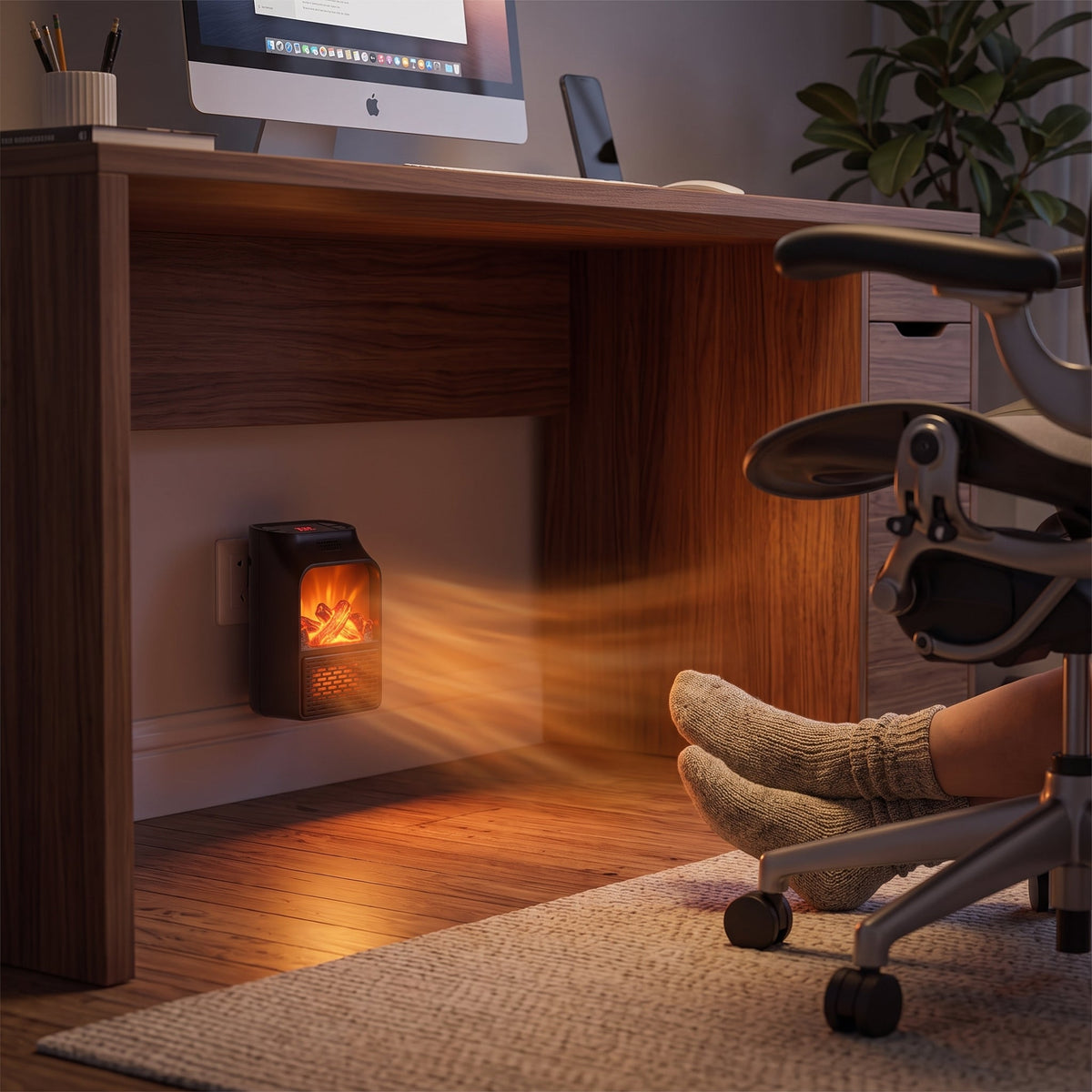 Mini Chauffage d'Appoint Électrique 500 W Mural – Effet Flamme & Télécommande - ThermoHeat