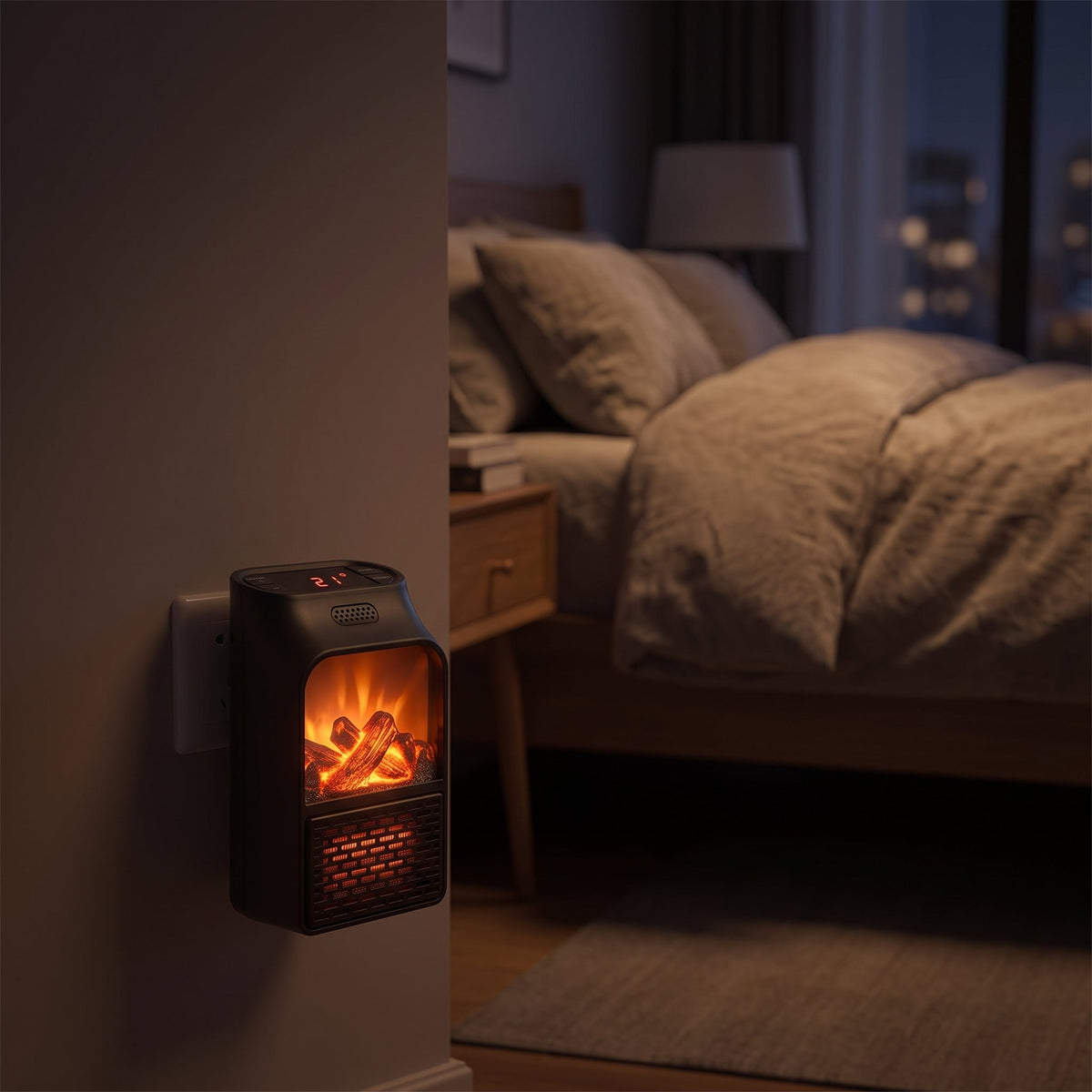Mini Chauffage d'Appoint Électrique 500 W Mural – Effet Flamme & Télécommande - ThermoHeat